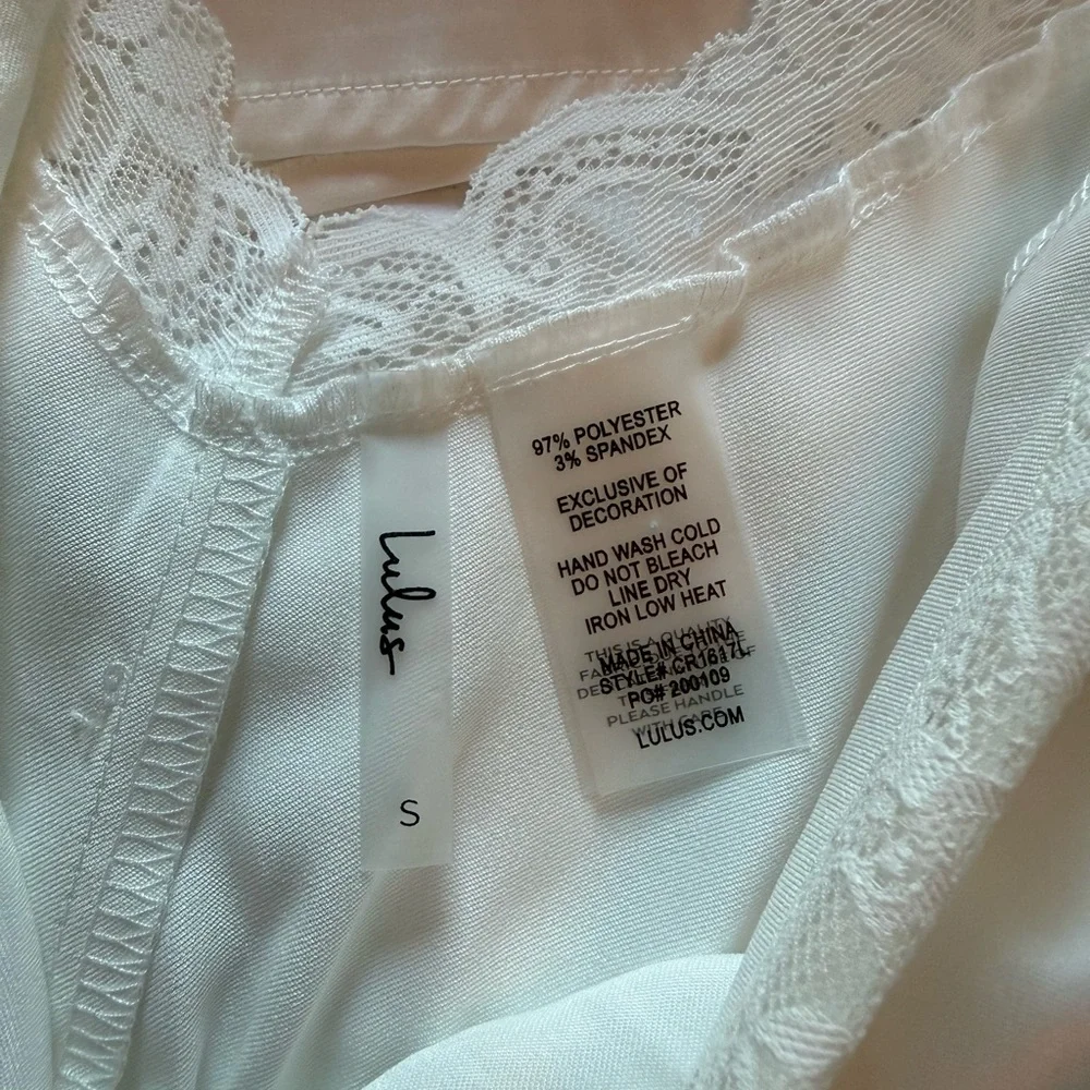 Lulus Enticing Fantasy Ivory Satin Lace Tie-side Lingerie Romper White - Size S - Picture 3 of 3